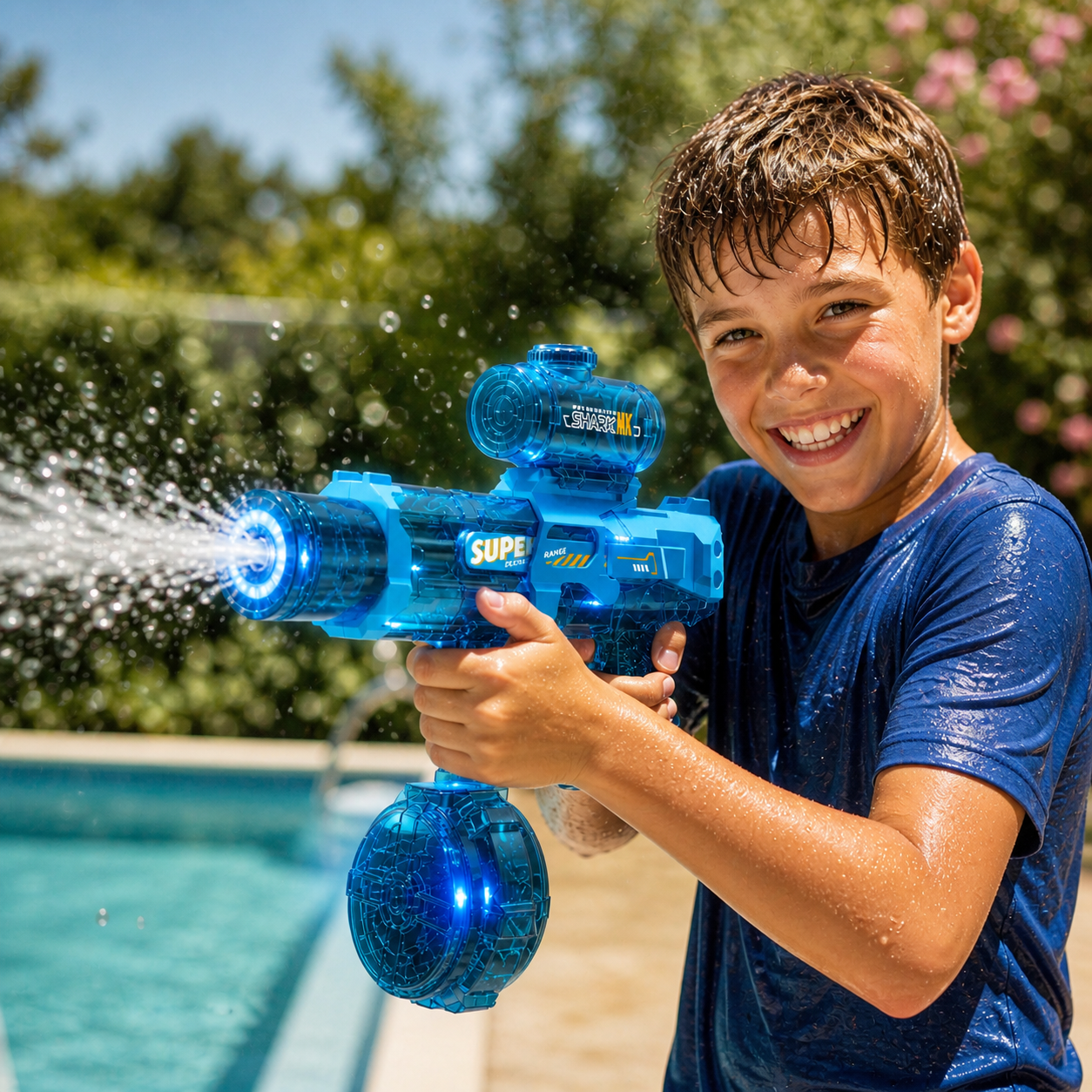 Pistolet à Eau Électrique LED — Portée 8m — Rechargeable USB — Enfants et Adultes — Été 2026